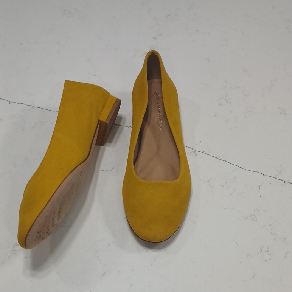 Yellow Suede Women's Flats, By Antonio Melani, All Leather, Sz 8, Pre-owned